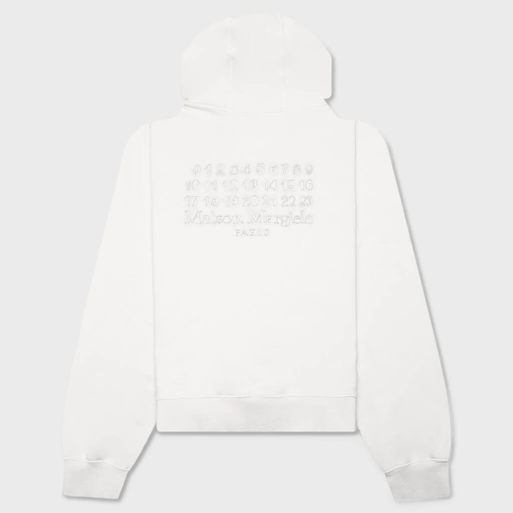 Reverse Applicated Stitch Logo Zipped Hoodie - Ecru