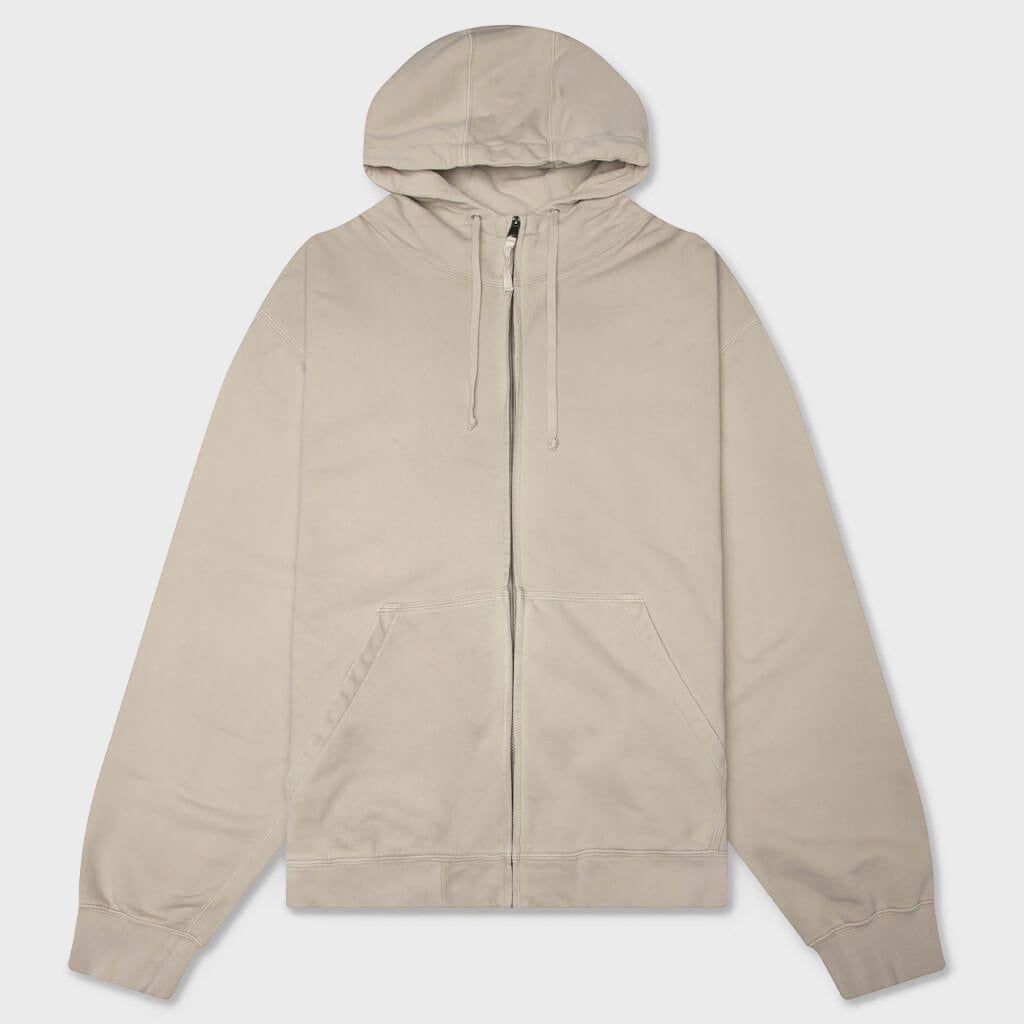 Oversize Zip-Up Sweatshirt - Natural