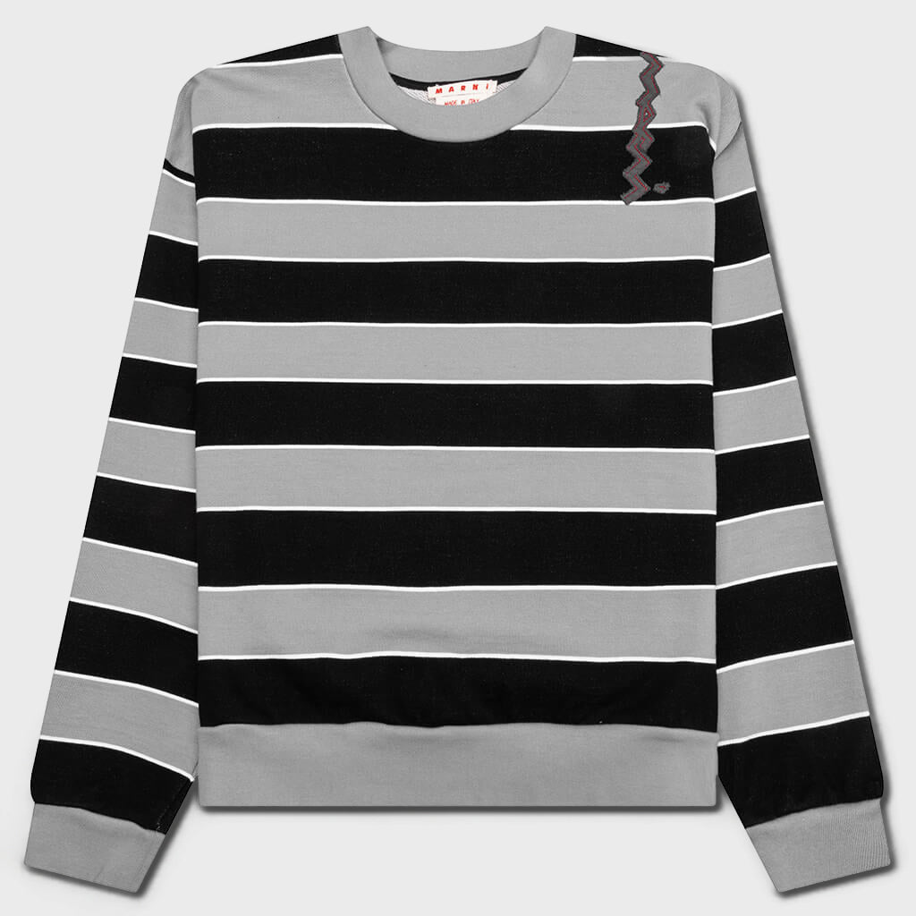 Striped Mending Logo Sweatshirt - Black