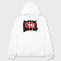 Painted On Collage Red Logo Hoodie - Lily White
