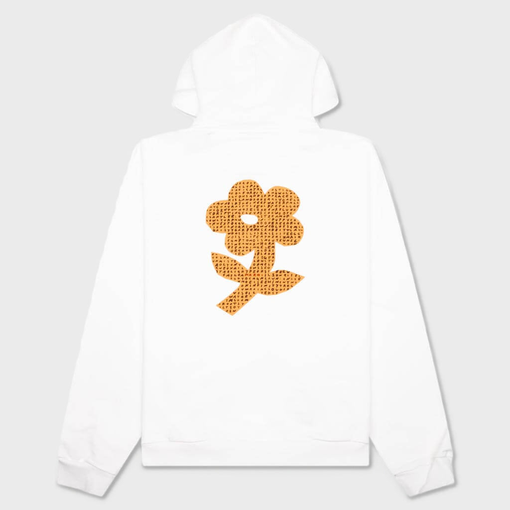 Organic Cotton Hoodies With Wordsearch Flower Print - Natural White