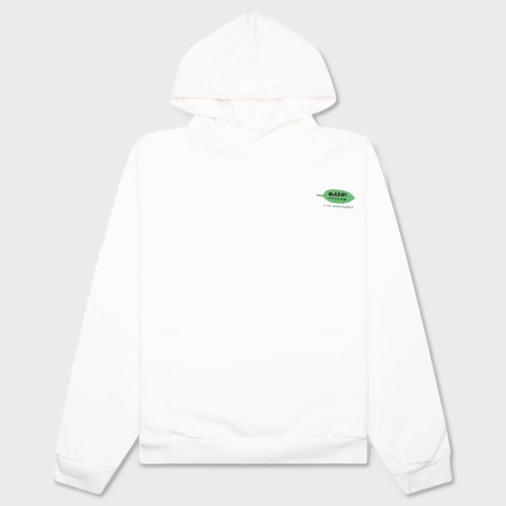 Organic Cotton Hoodies With Wordsearch Flower Print - Natural White