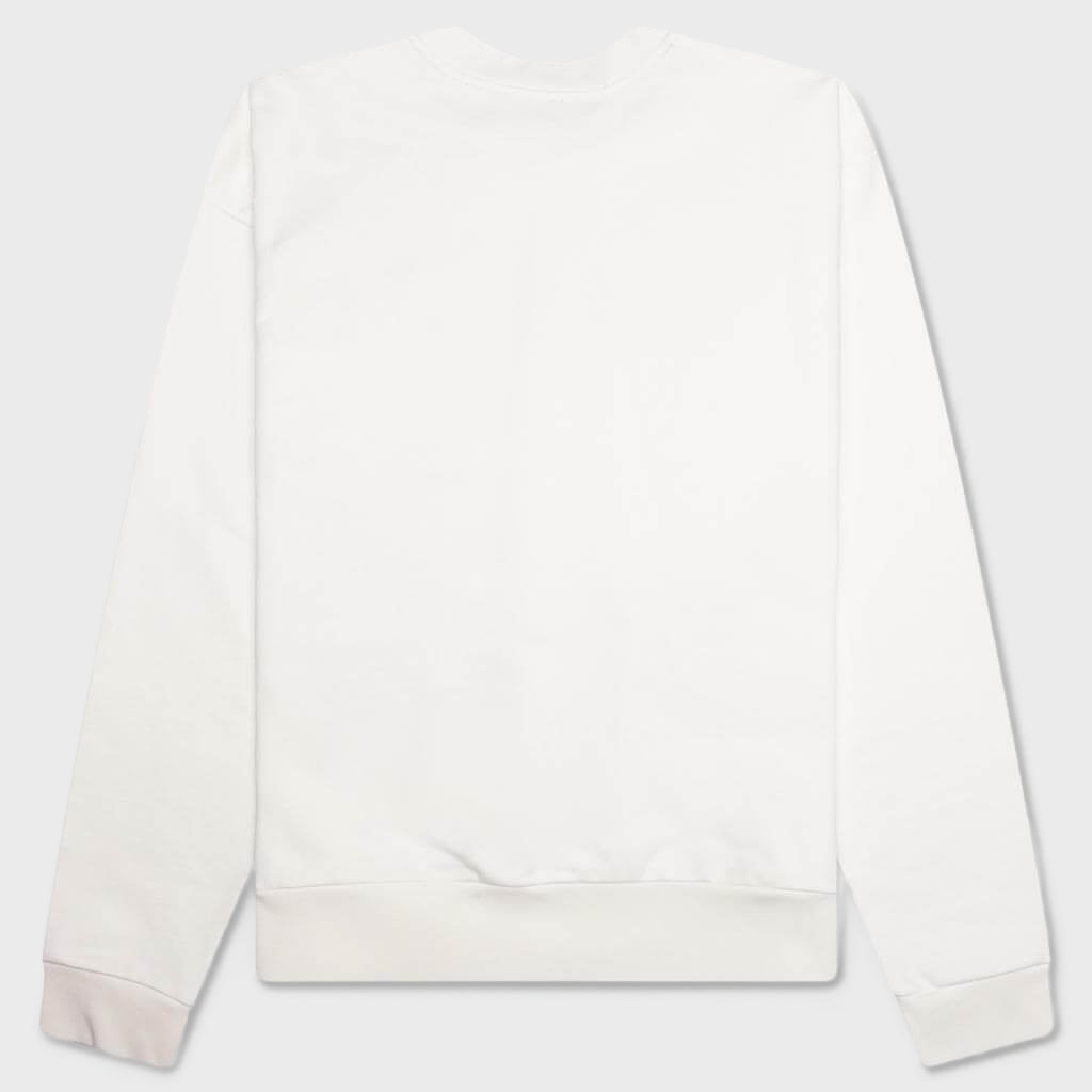 White Cotton Sweatshirt With Gingham Logo - Natural White