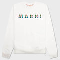 White Cotton Sweatshirt With Gingham Logo - Natural White
