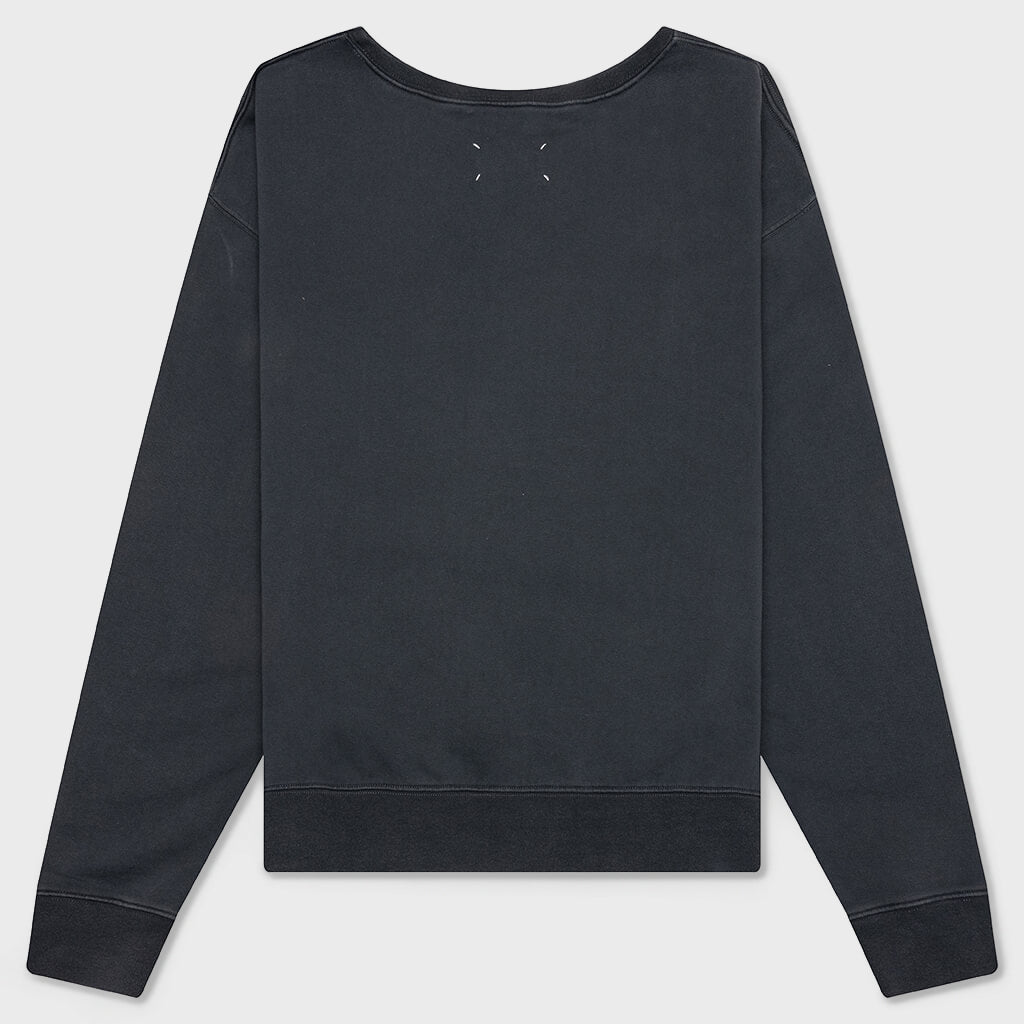 Reverse Applicated Stitch Logo Sweatshirt - Washed Black