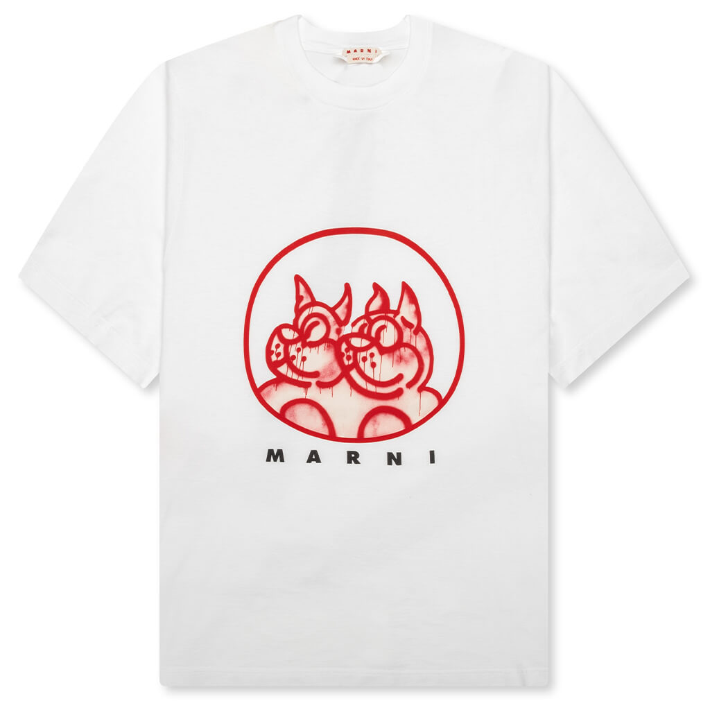 Slawn Printed Cotton T-Shirt- Lily White