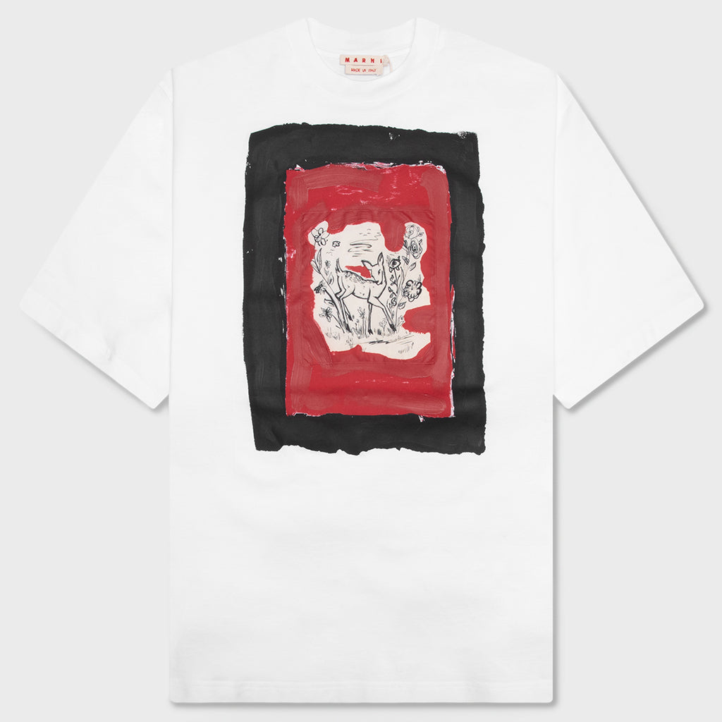 Cotton T-Shirt with Dante Patch - Lily White