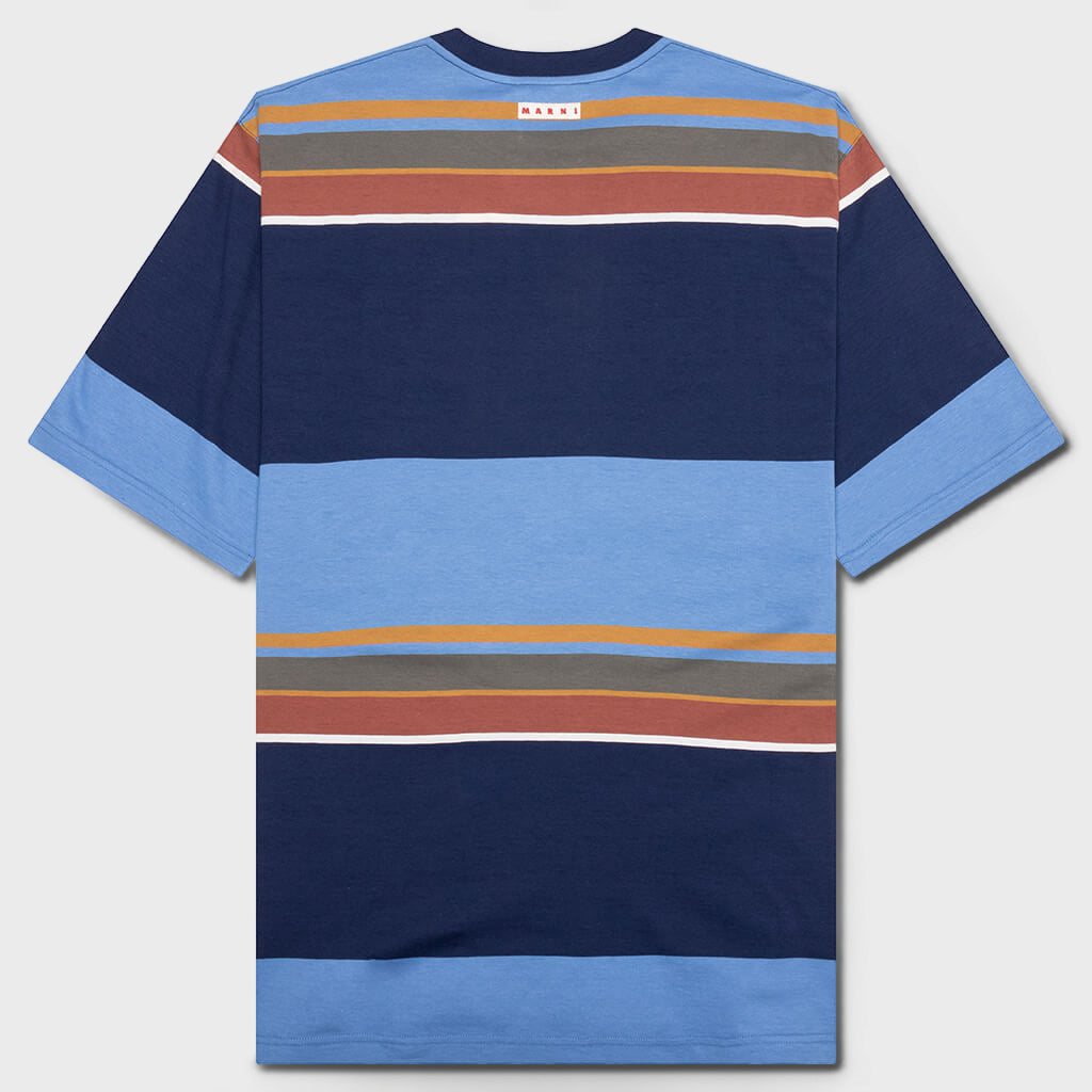 Striped Organic Cotton T-Shirt - Glass Blue