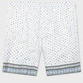 Printed Seersucker Cotton Bermuda Shorts - Cream/Green