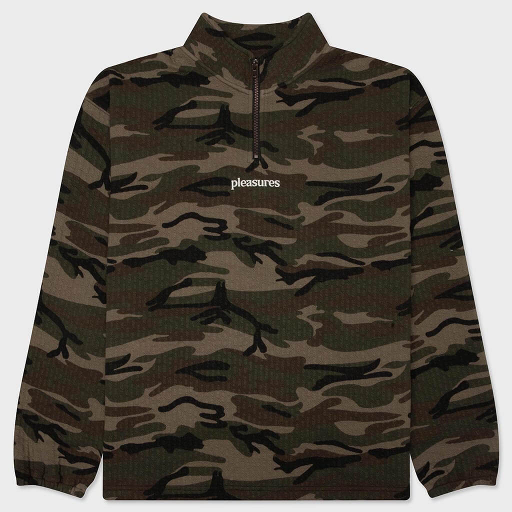Textured Camo Quarter Zip Jacket - Camo