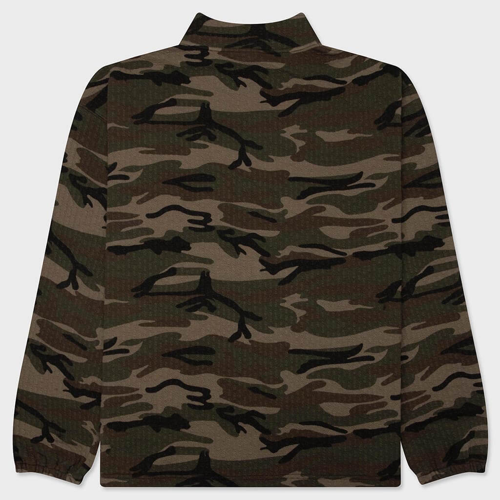 Textured Camo Quarter Zip Jacket - Camo