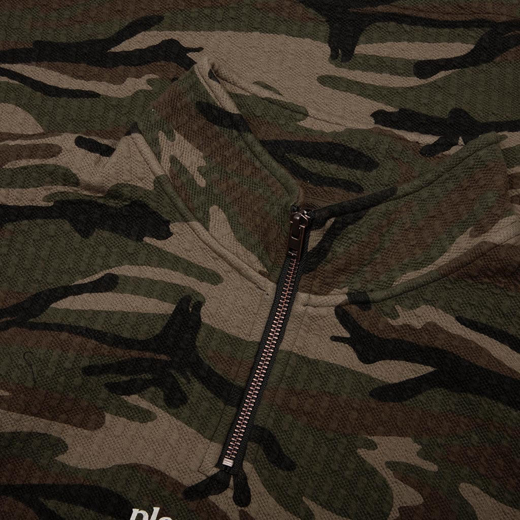 Textured Camo Quarter Zip Jacket - Camo
