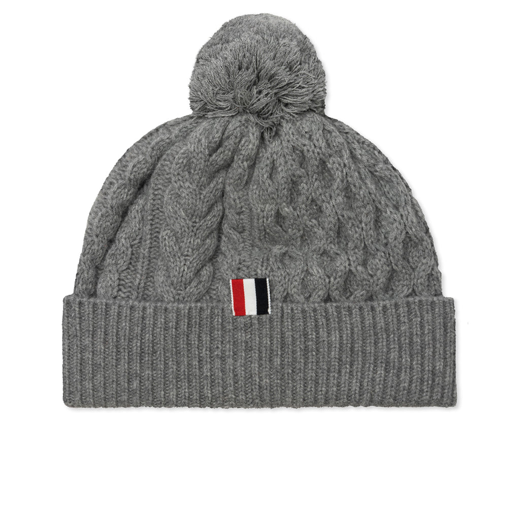Aran Cable Hat - Light Grey