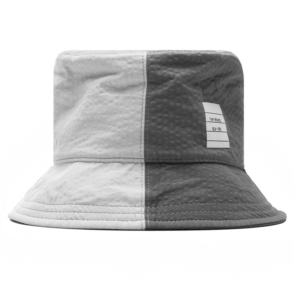 Bucket Hat in Quarter Combo Seersucker - Lt Grey