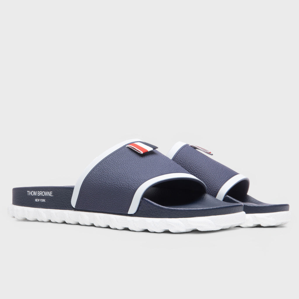 Cable Knit Sole Pool Slide - Navy