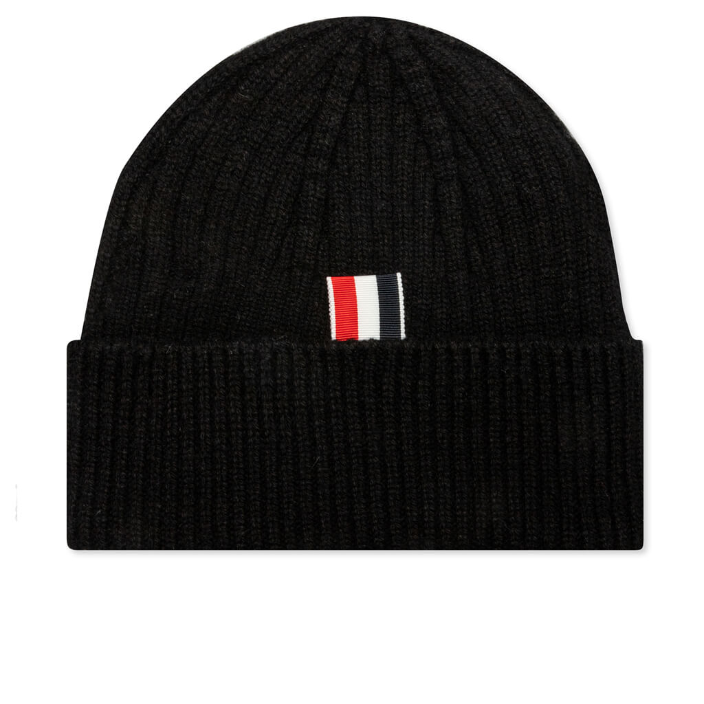 Cashmere 4-Bar Rib Hat - Black