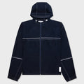 Contrast White Stitching Oversized Zip Up Track Jacket - Navy