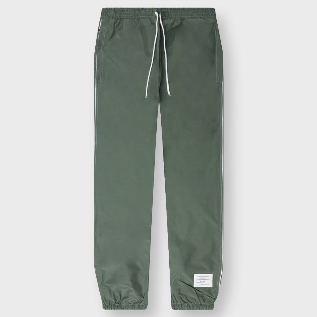Contrast White Stitching Track Pants - Dark Green