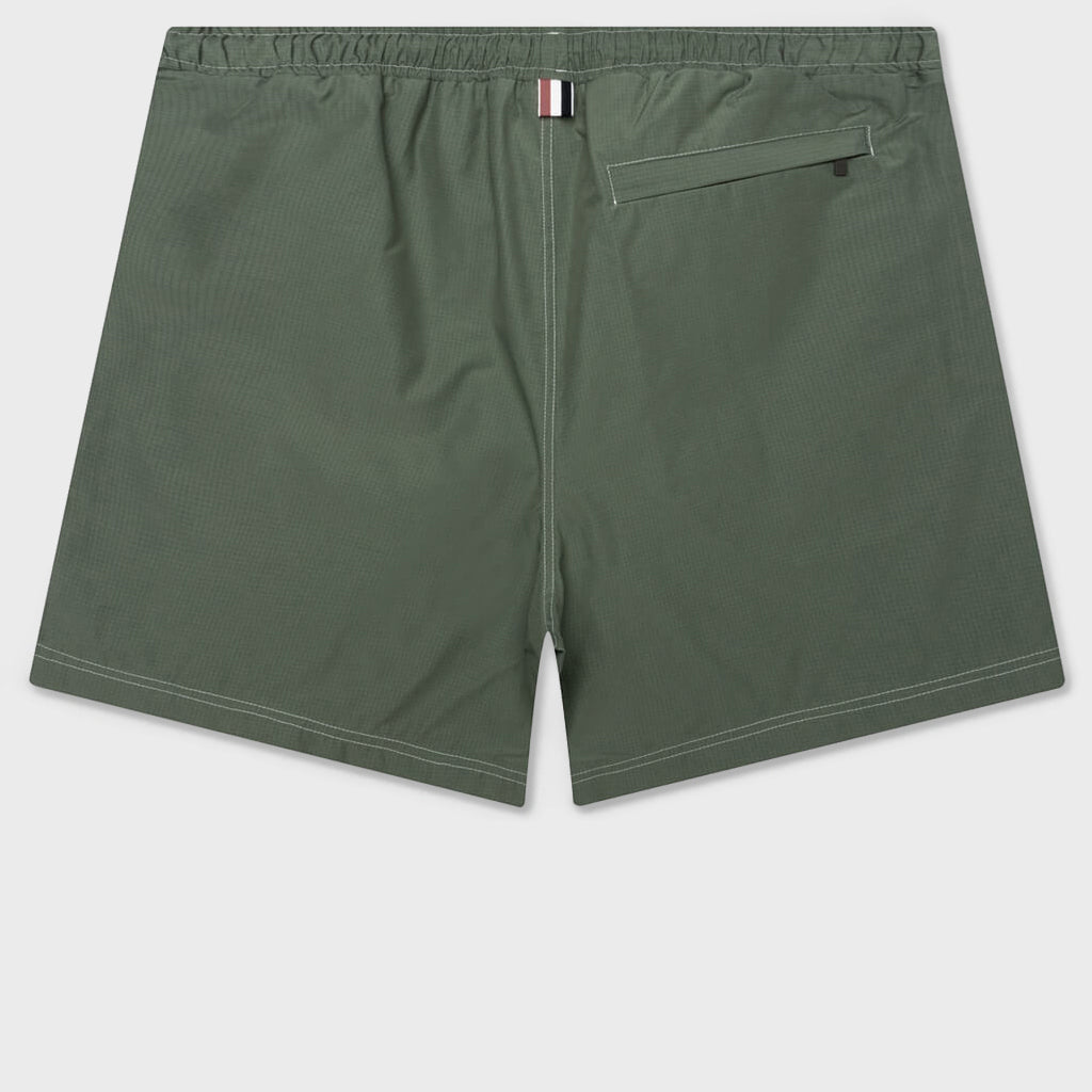 Contrast White Stitching Track Shorts - Dark Green