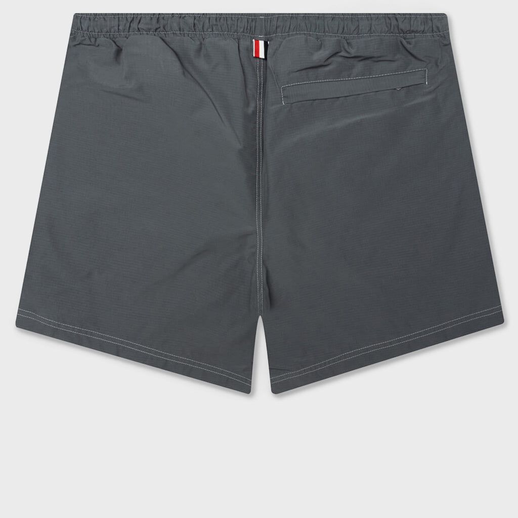 Contrast White Stitching Track Shorts - Med Grey