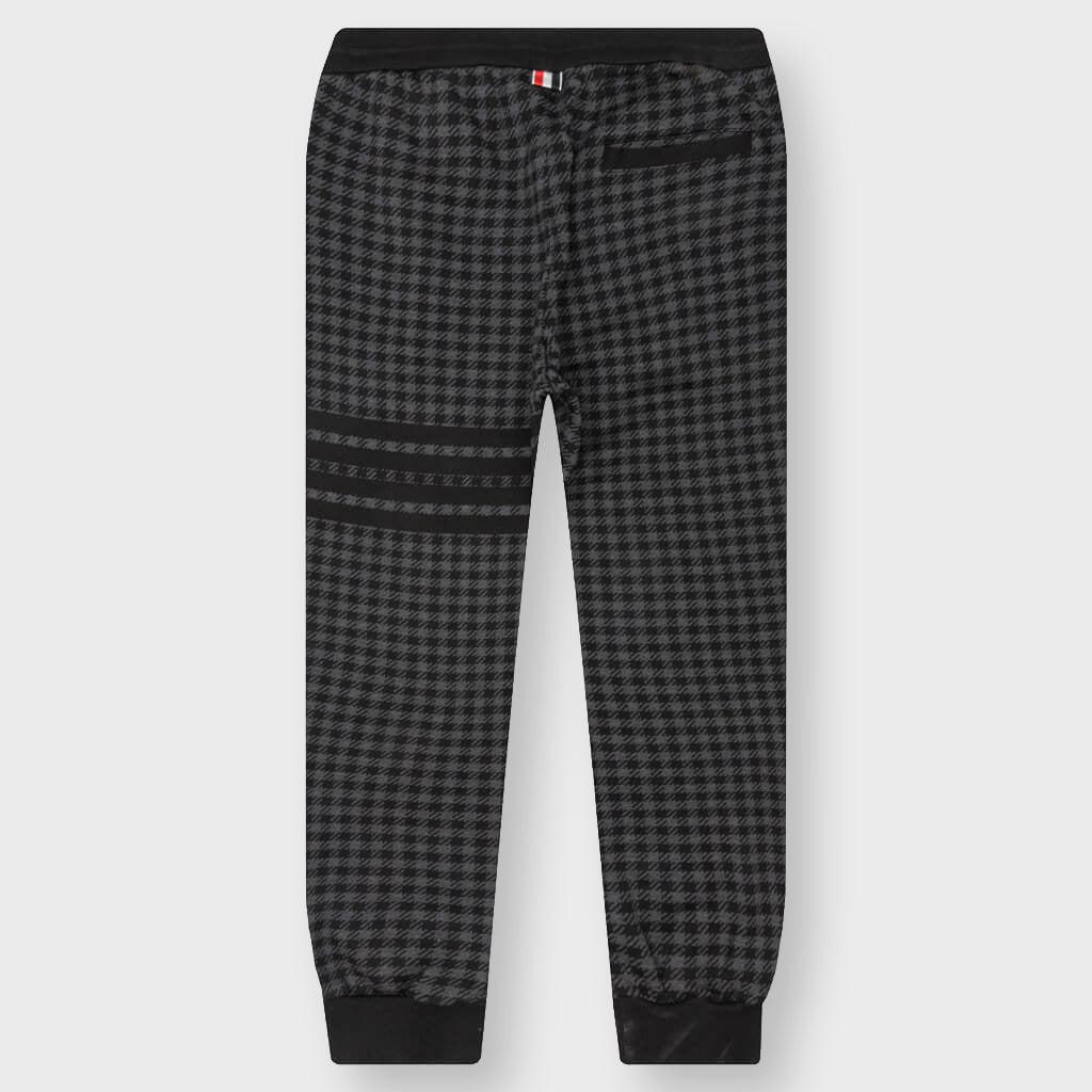Cotton Gunclub Check Jacquard 4-Bar Sweatpants - Black