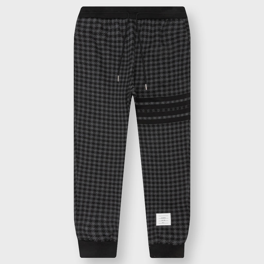 Cotton Gunclub Check Jacquard 4-Bar Sweatpants - Black