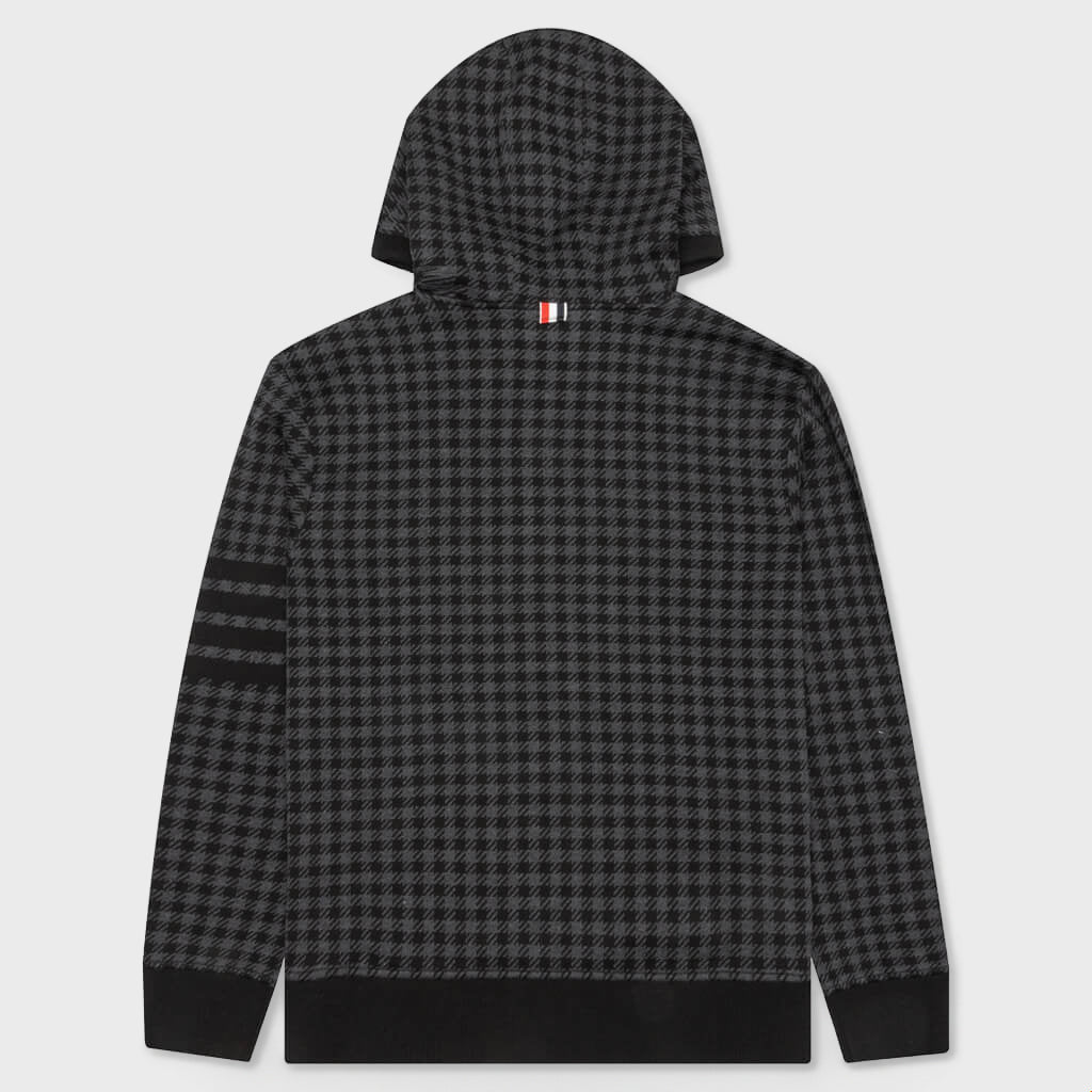 Cotton Gunclub Check Jacquard 4-Bar Zip Hoodie - Black