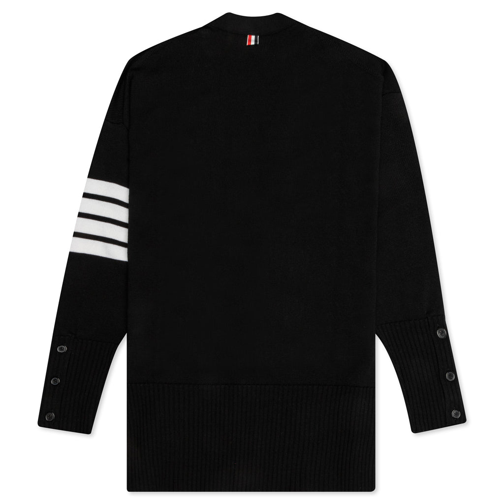 Elongated Fine Merino Wool Cardigan - Black