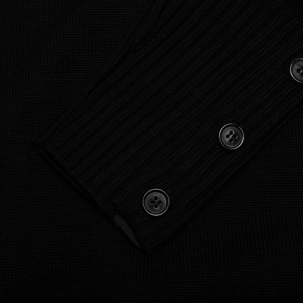Elongated Fine Merino Wool Cardigan - Black