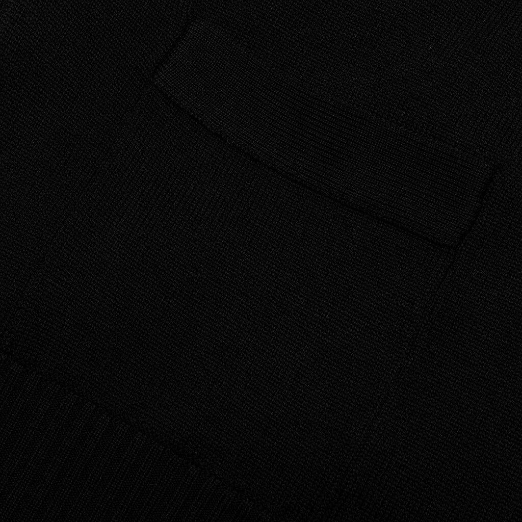 Elongated Fine Merino Wool Cardigan - Black