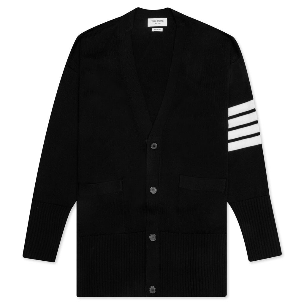 Elongated Fine Merino Wool Cardigan - Black