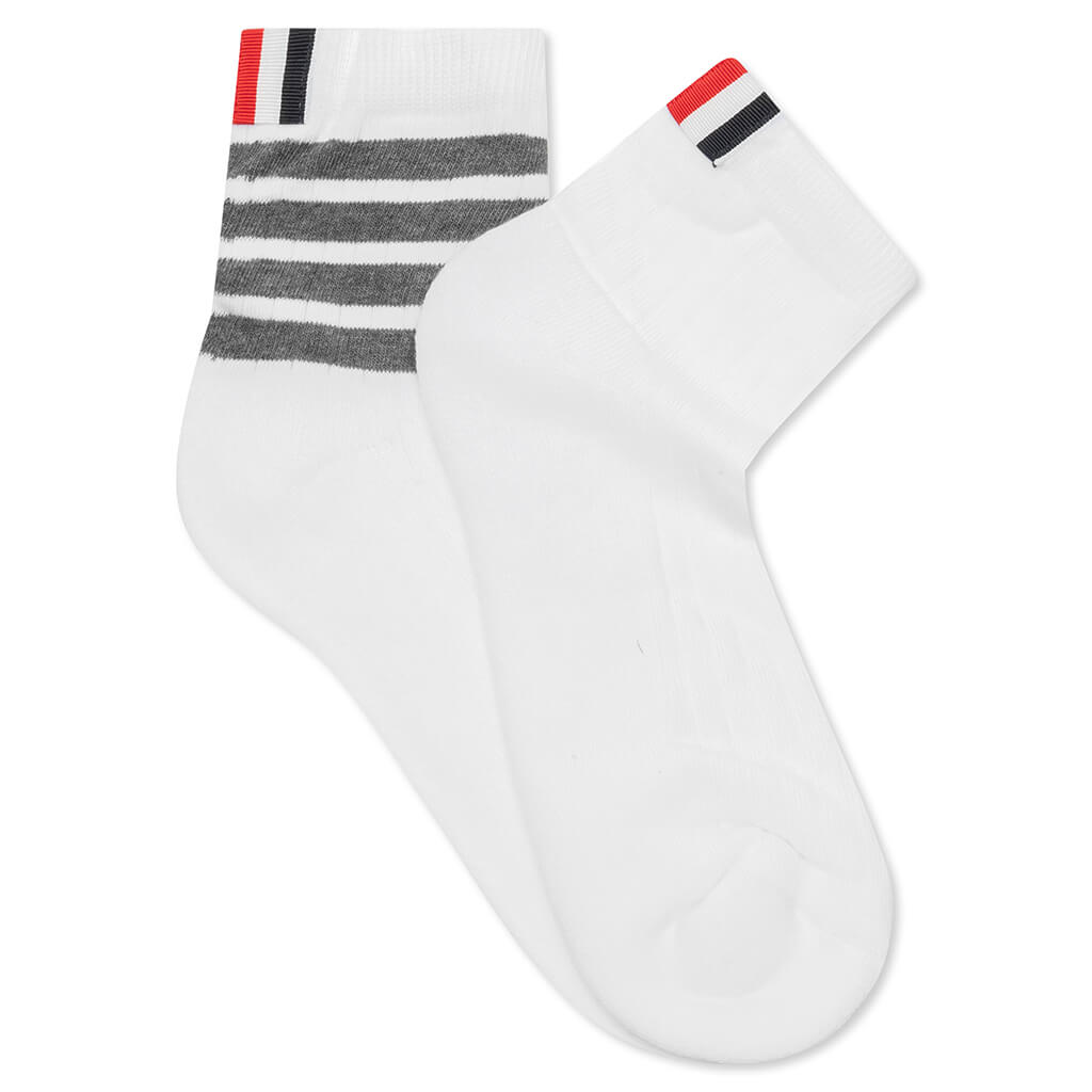 Lightweight 4 Bar Ankle Socks - White/Medium Grey