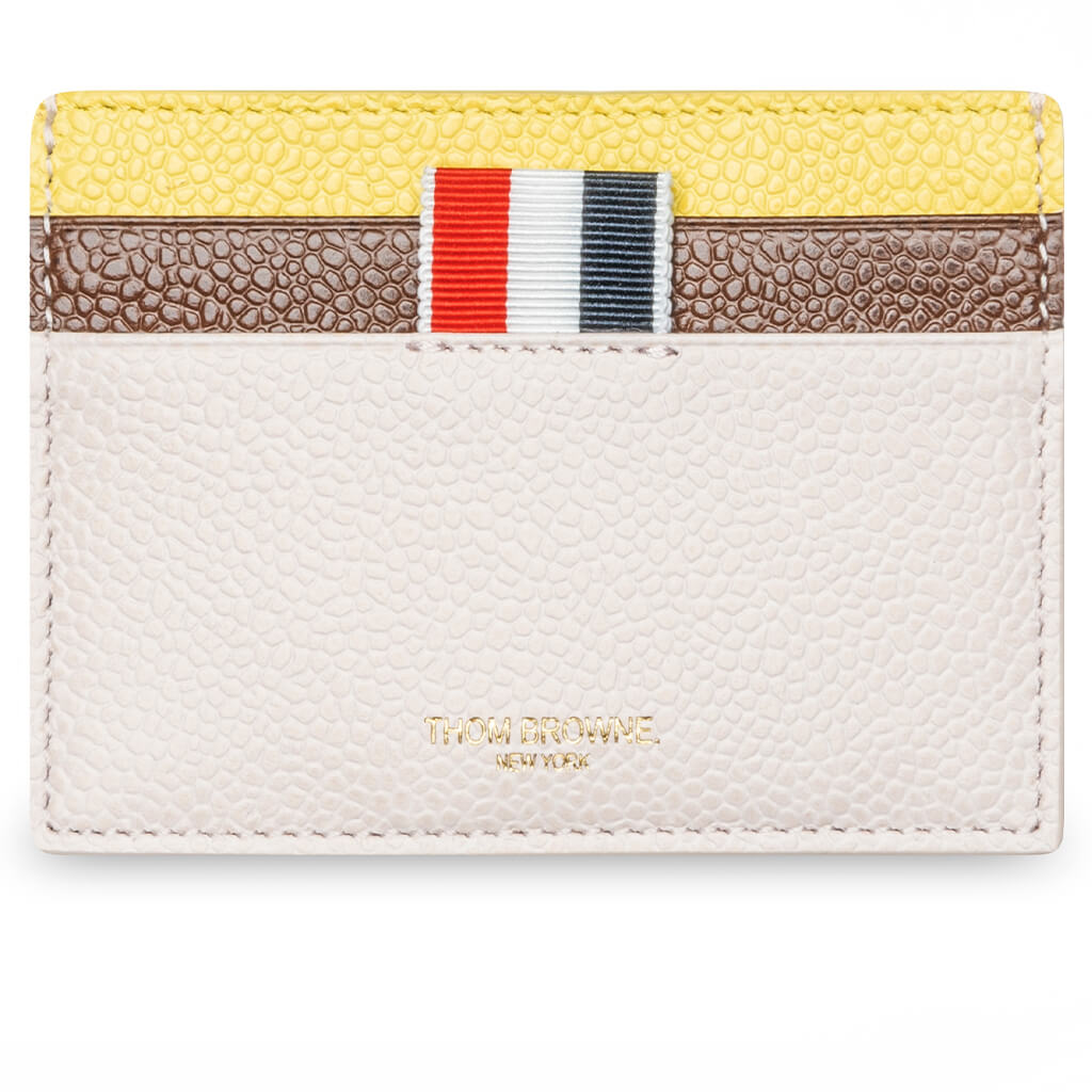 Pebble Grain Leather Single Card Holder - Light Pink