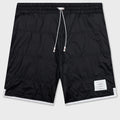 Track Shorts w/ Jersey Lining in Quilted Ripstop - Navy