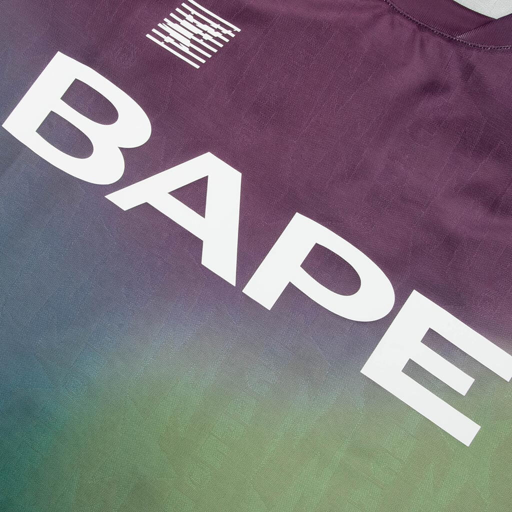 Tie Dye STA Stripe Pattern Relaxed Fit Football Jersey Tee - Black