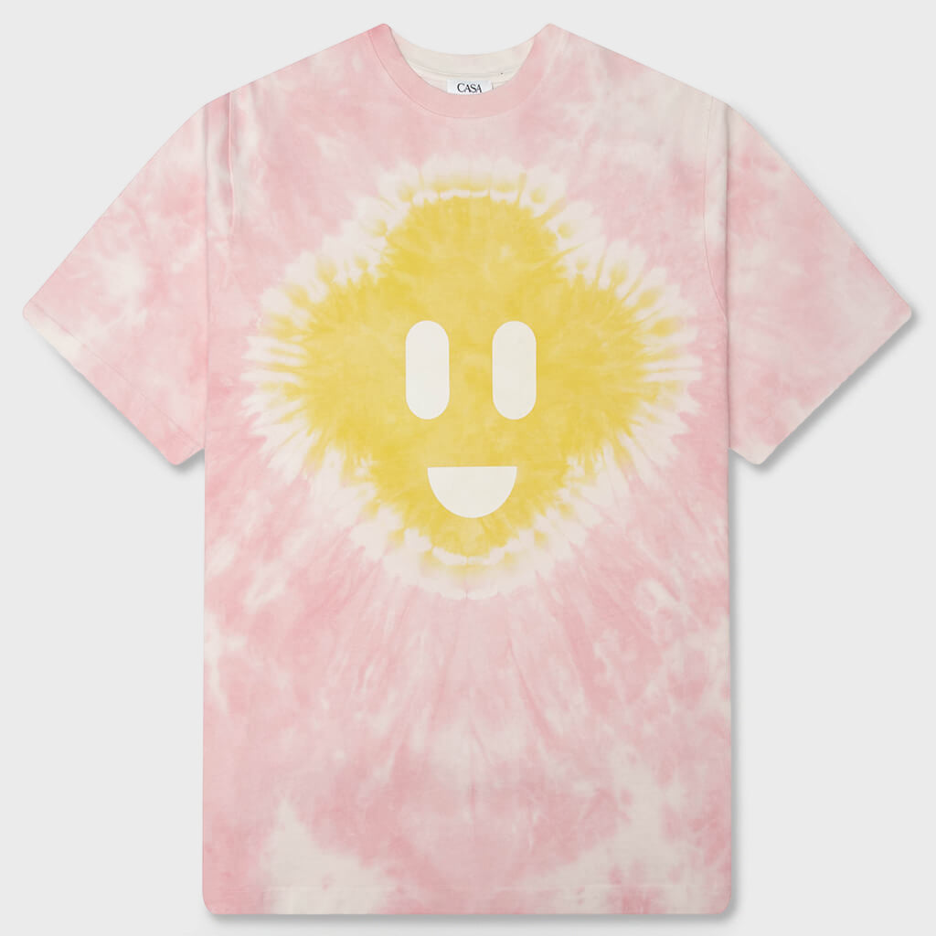 Tie Dye Smiley Oversized T-Shirt - Tie Dye Pink