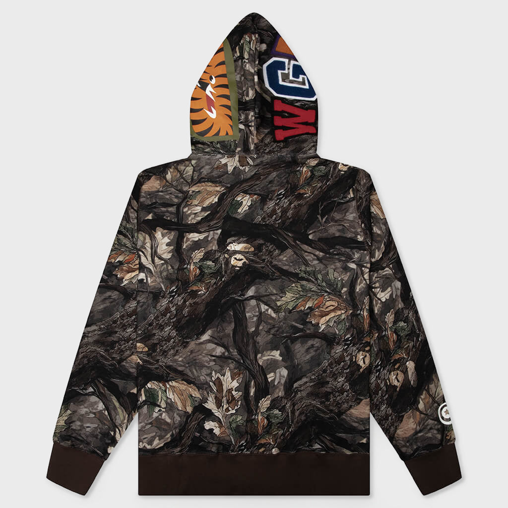 Tree Edge Camo Shark Relaxed Fit Full Zip Hoodie - Brown