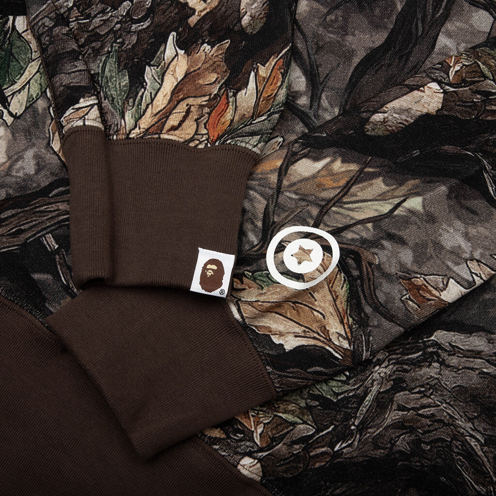Tree Edge Camo Shark Relaxed Fit Full Zip Hoodie - Brown
