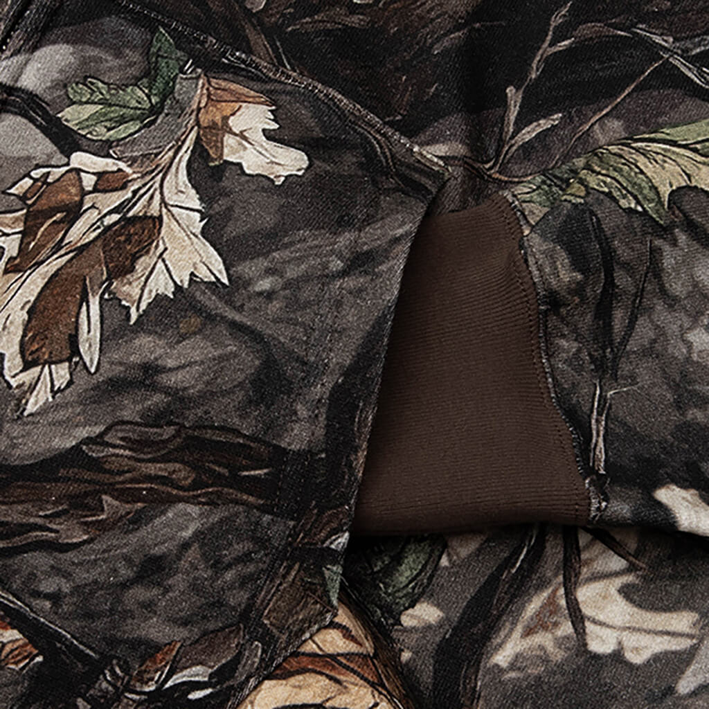 Tree Edge Camo Shark Relaxed Fit Full Zip Hoodie - Brown