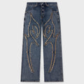 Tribal Denim Pants - Blue
