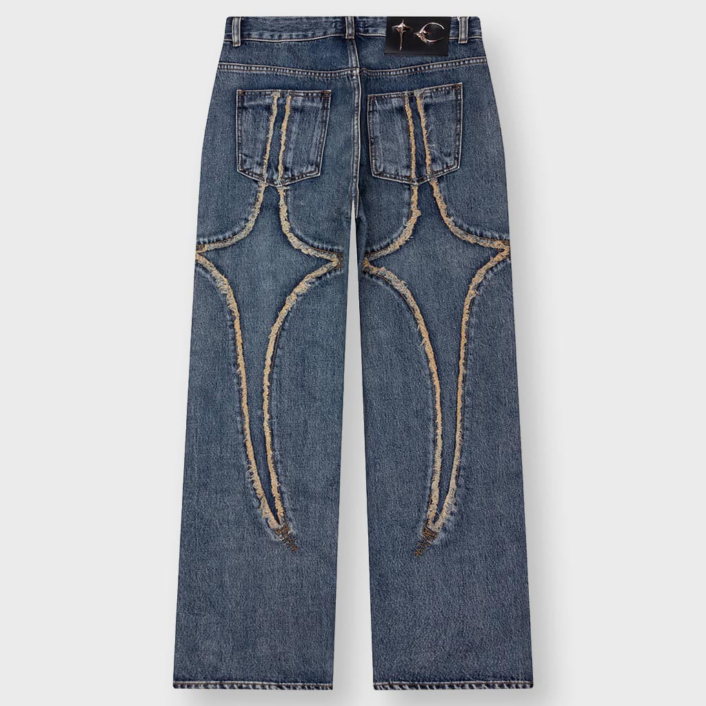 Tribal Denim Pants - Blue