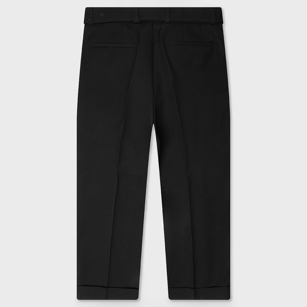 Gabardine Belted Trousers - Black