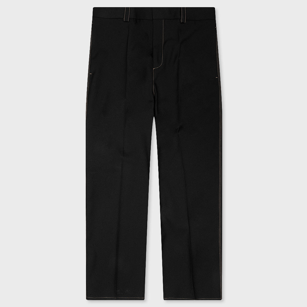 Recycled Polyester Gabardine Loose Fit Trousers - Black