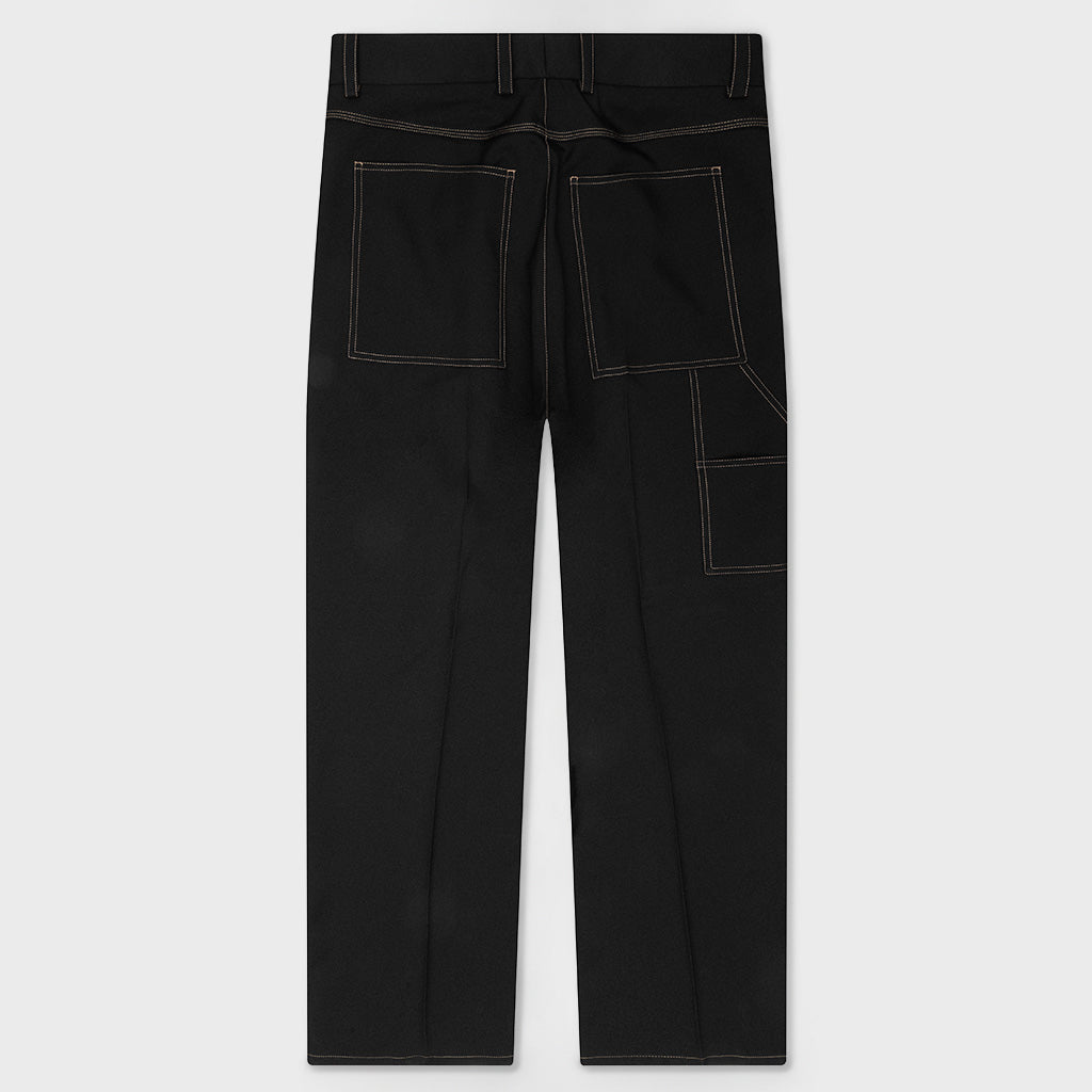 Recycled Polyester Gabardine Loose Fit Trousers - Black