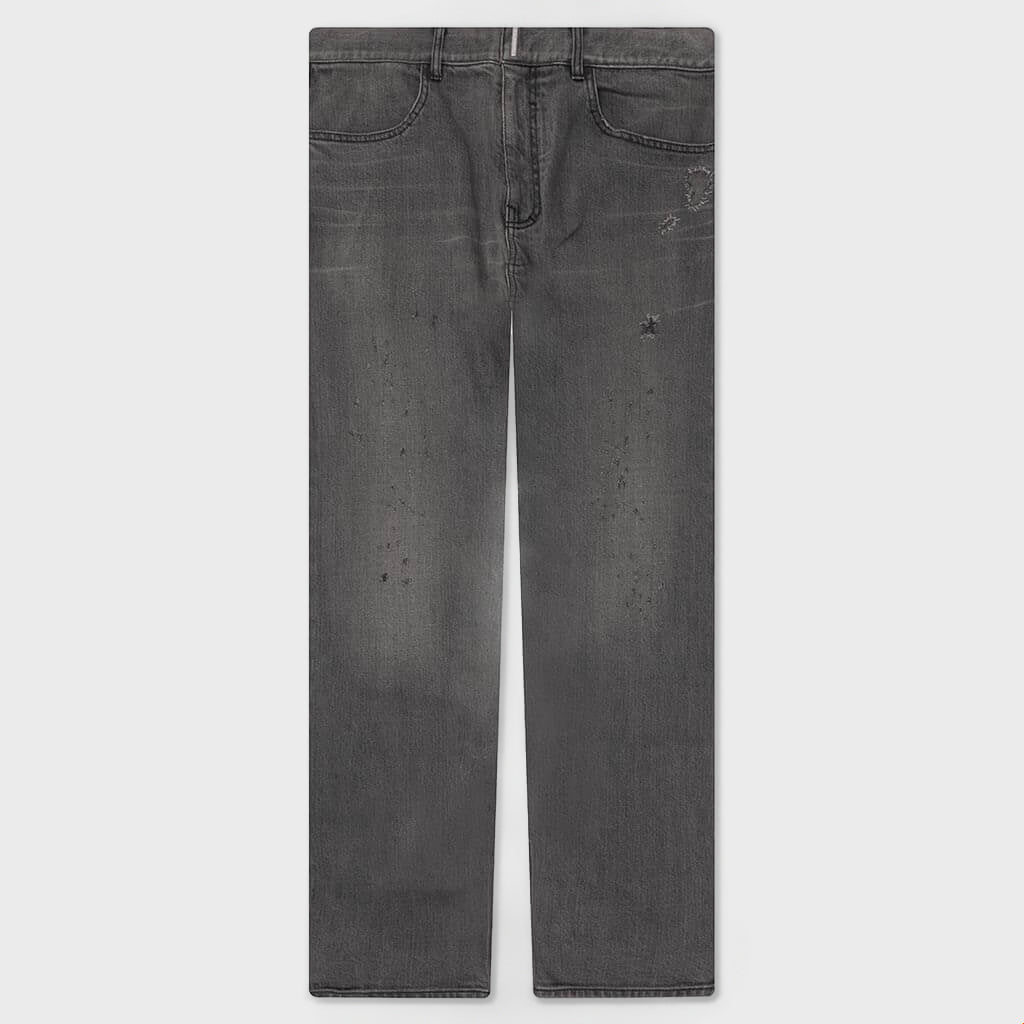 Distressed Denim Trousers - Black