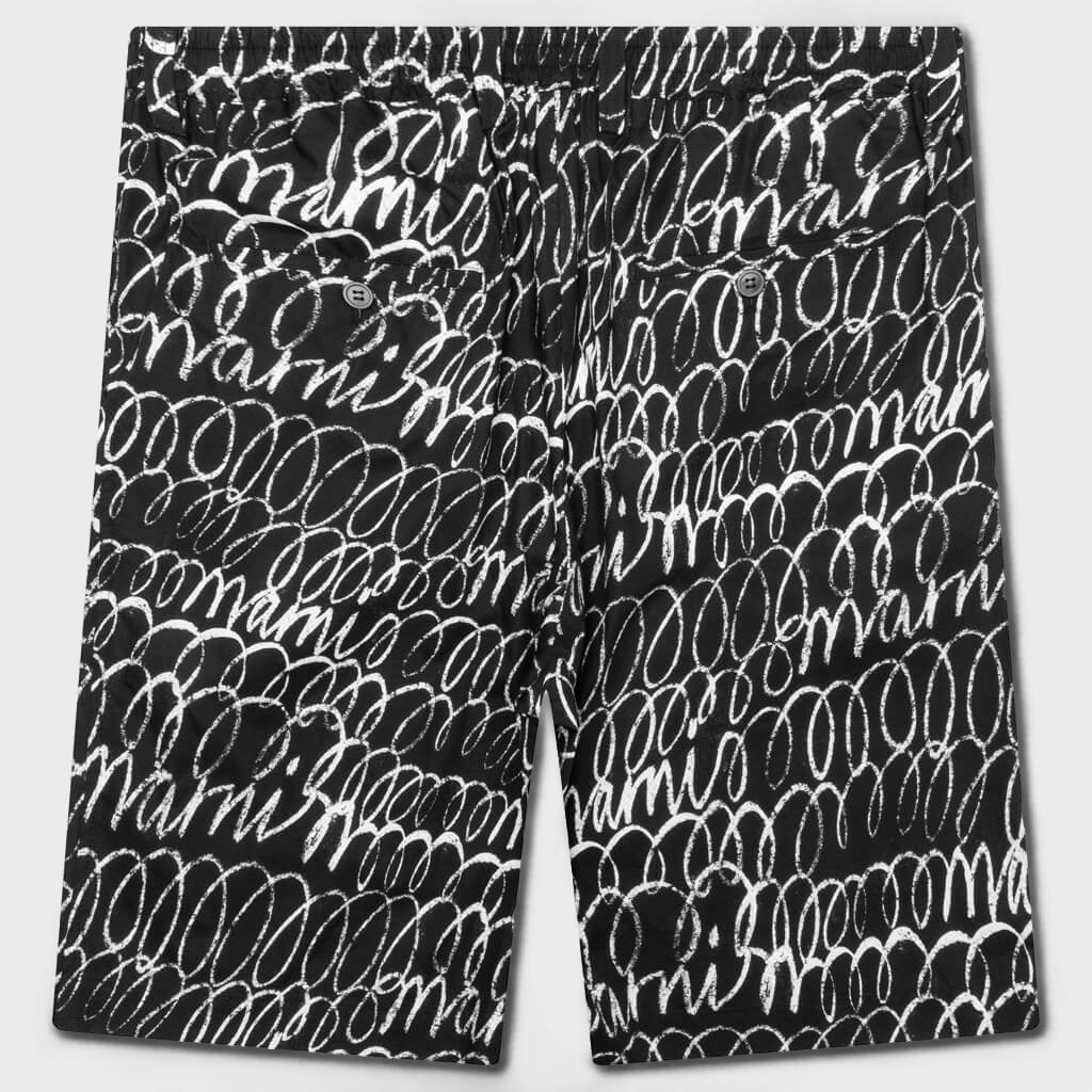 Scribbled Poplin Shorts - Black