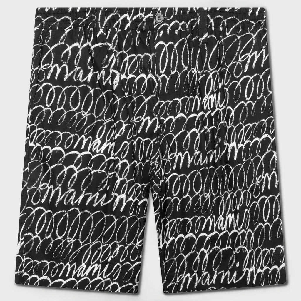 Scribbled Poplin Shorts - Black