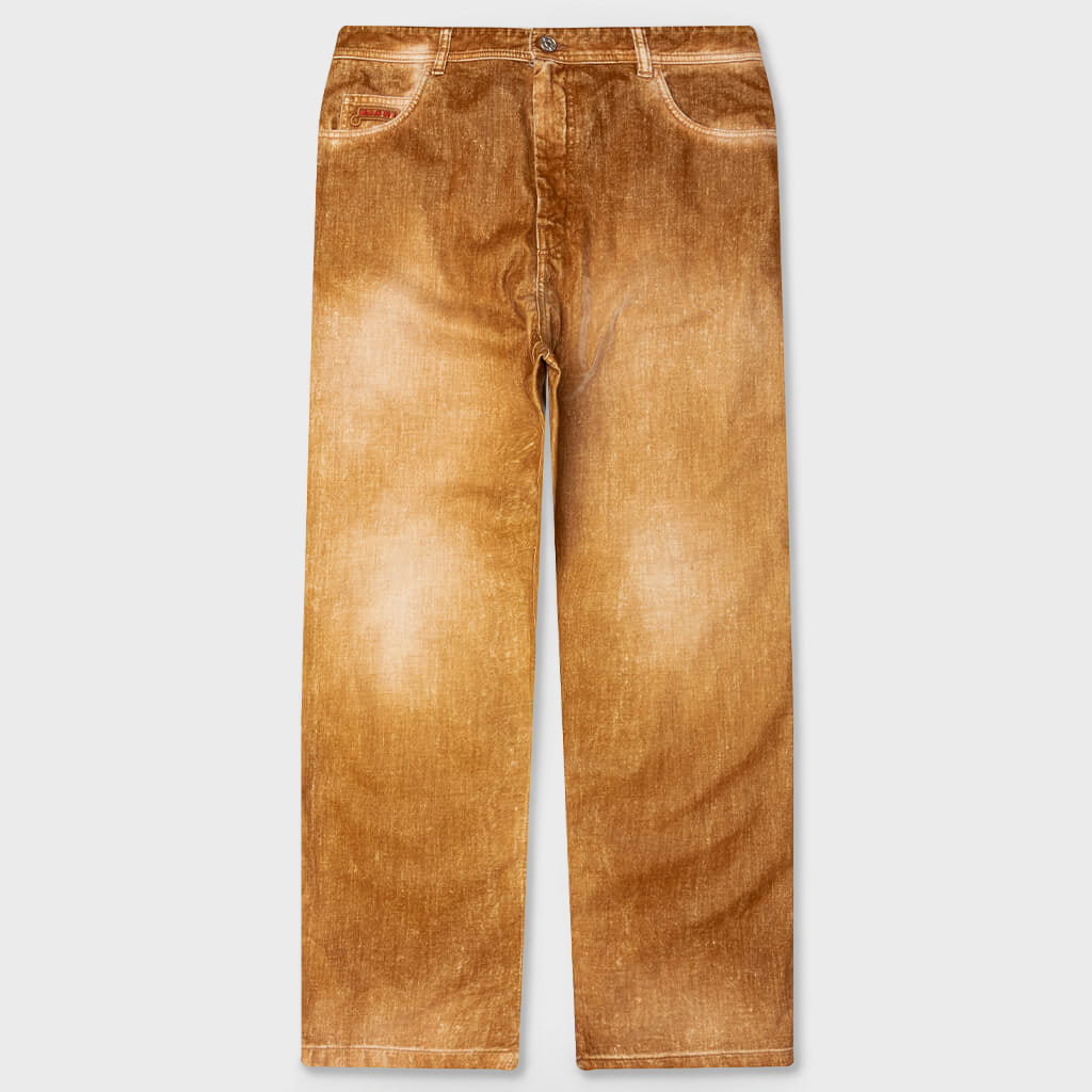Garment Dyed Flock Denim Trousers - Moccasin
