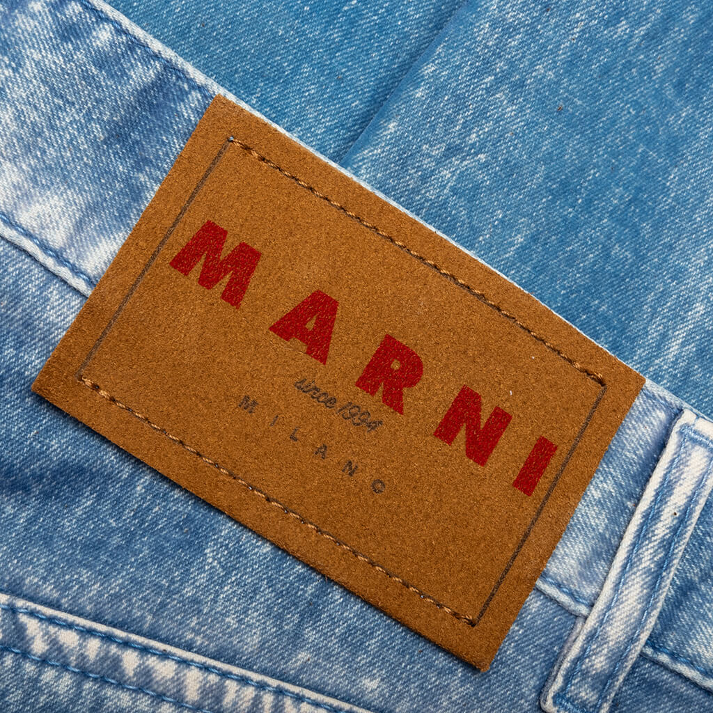 Garment Dyed Flock Denim Trousers - Iris Blue