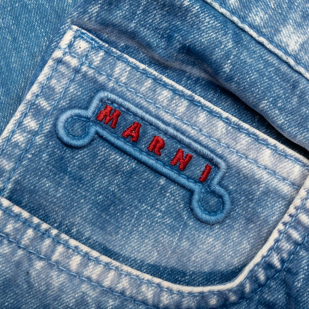 Garment Dyed Flock Denim Trousers - Iris Blue